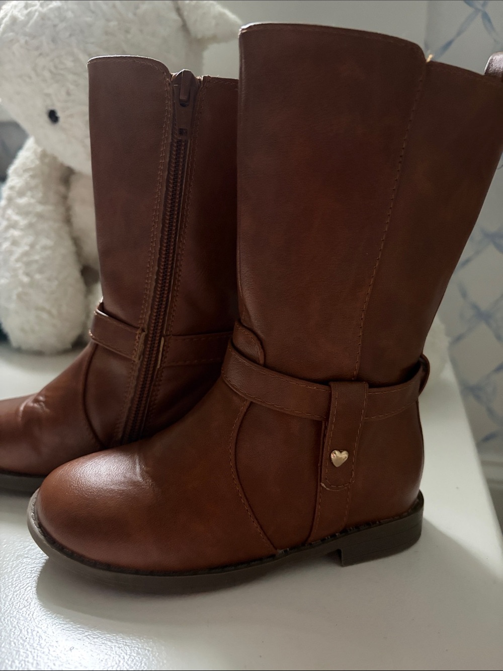 The Children's Place Brown Mid-Calf Boots with Heart Accent